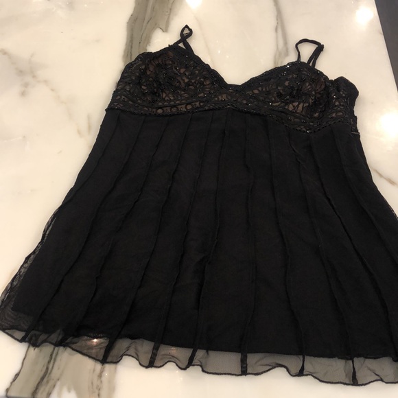 Stunning Black Dress Top with Beaded Bust,sz 10 - Picture 3 of 12